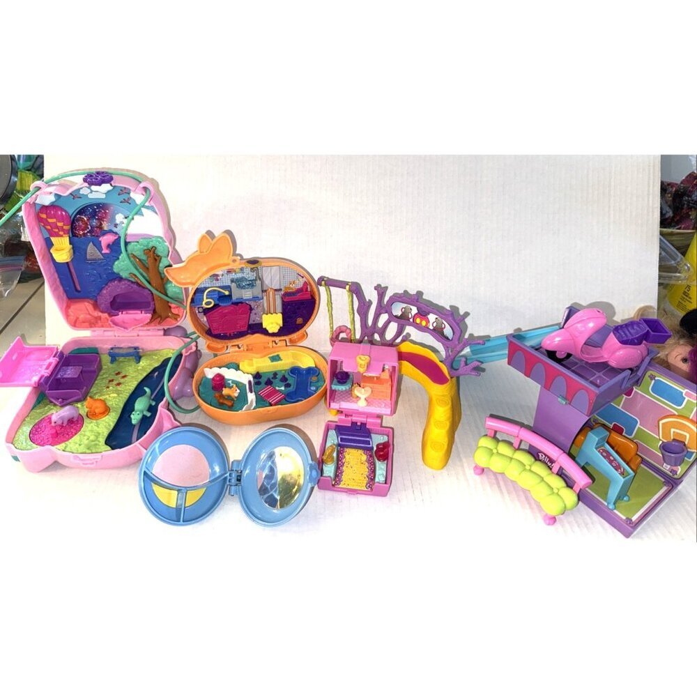 Polly Pocket Play Sets Koala Purse Corgi Dog Compact Playground Swing Garage